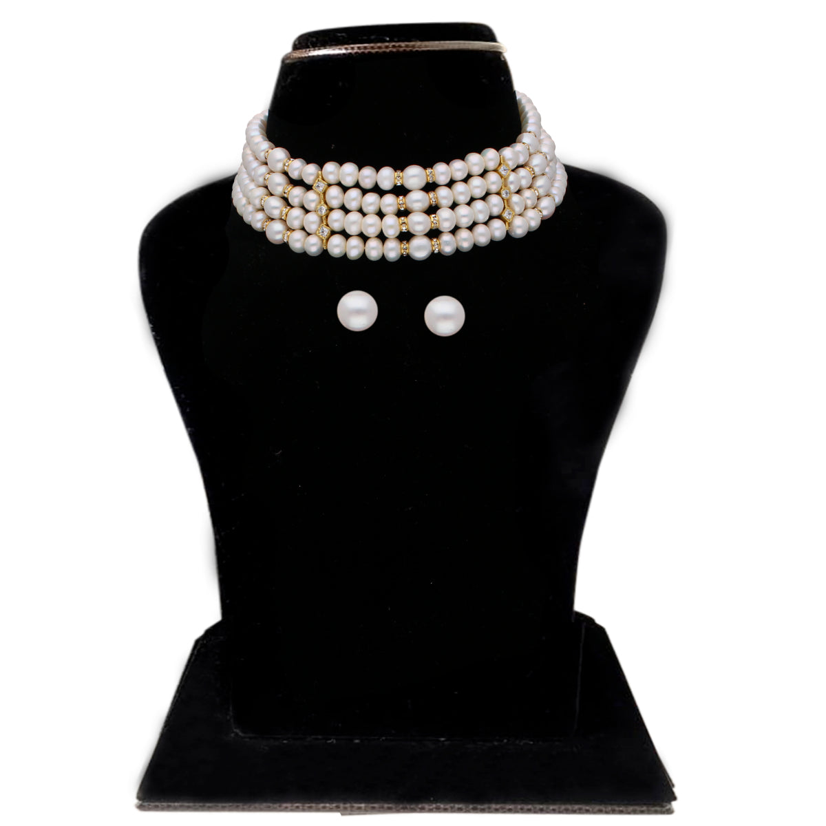 J Pearls Warda 4 Lines Round Pearl Choker - Real Pearl Jewelry
