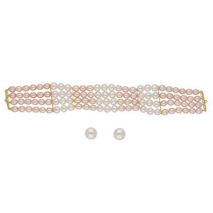 J Pearls Jabala 4 Lines Pearl Choker - Real Pearl Jewelry