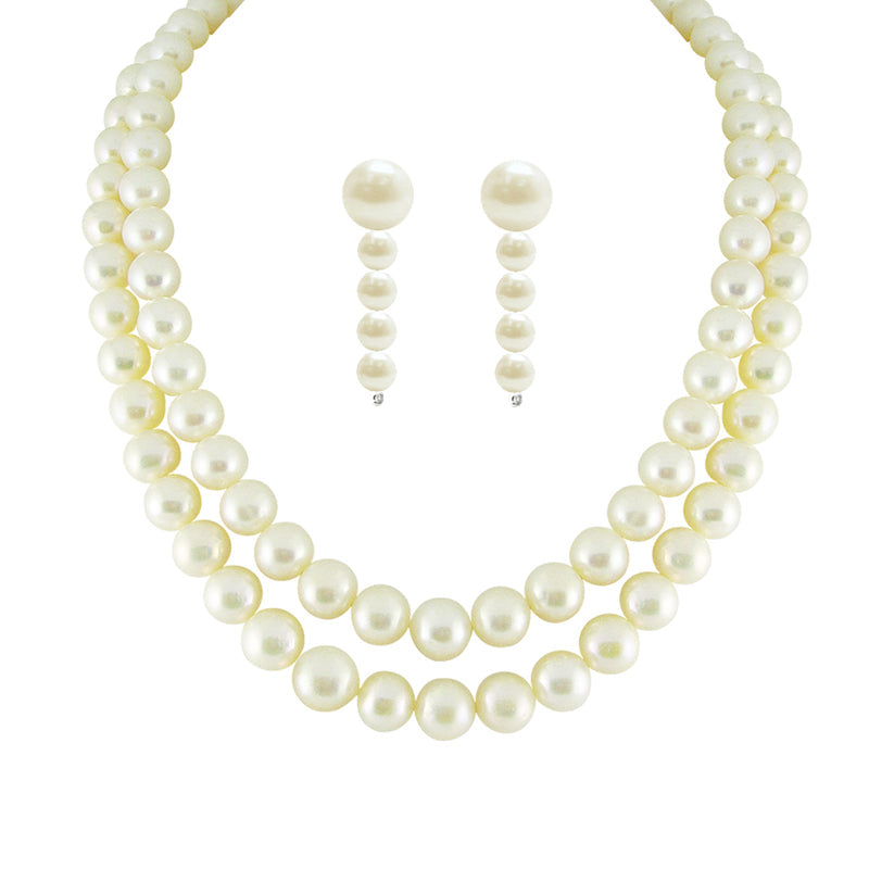 J Pearls New Dual Line Classic Pearl Necklace - Real Pearl Jewelry