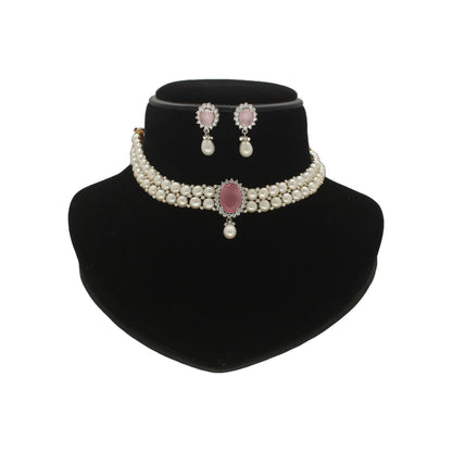 J Pearls Designer 2 Lines White Pearl Choker