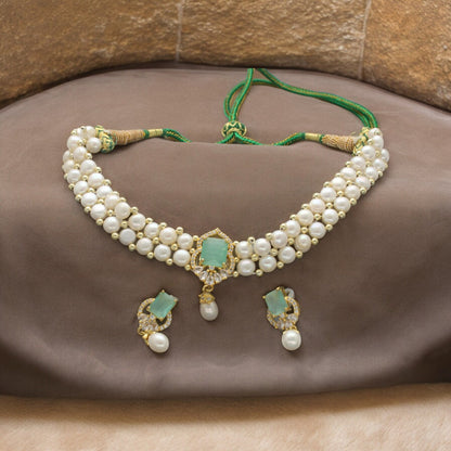 J Pearls Charming 2 String White Pearl Choker