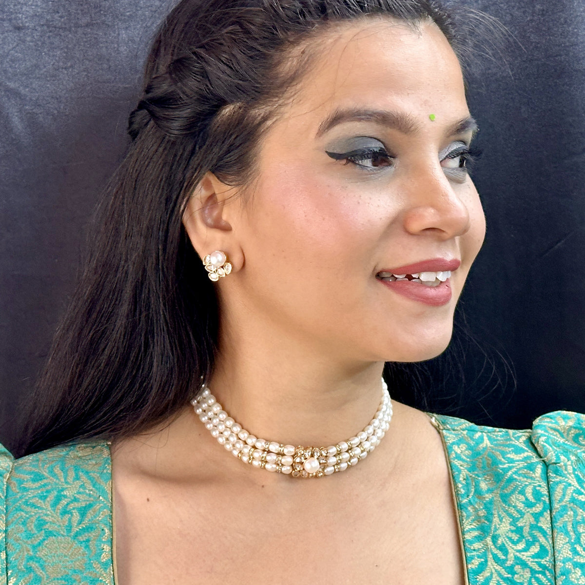J Pearls Jasmine 3 Lines Pearl Choker Set