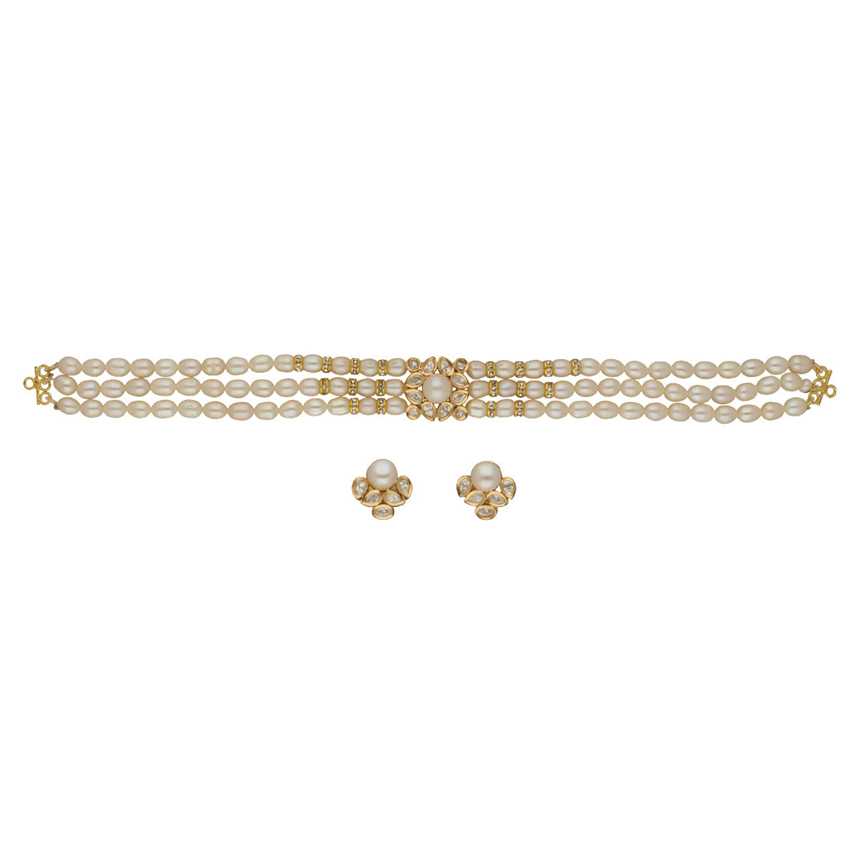 J Pearls Jasmine 3 Lines Pearl Choker Set