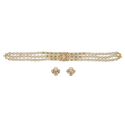 J Pearls Jasmine 3 Lines Pearl Choker Set