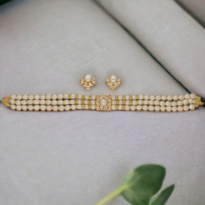 J Pearls Jasmine 3 Lines Pearl Choker Set