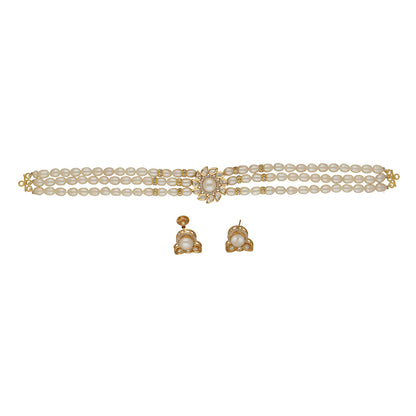 J Pearls Mahika 3 Lines Pearl Choker Set