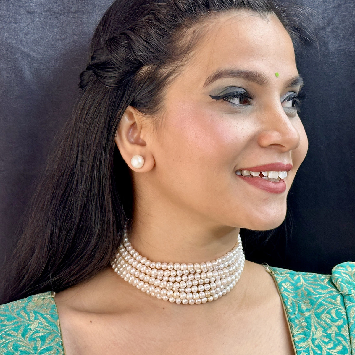 J Pearls Qiyara 7 Lines Baroque Pearl Choker Set