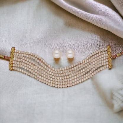 J Pearls Qiyara 7 Lines Baroque Pearl Choker Set