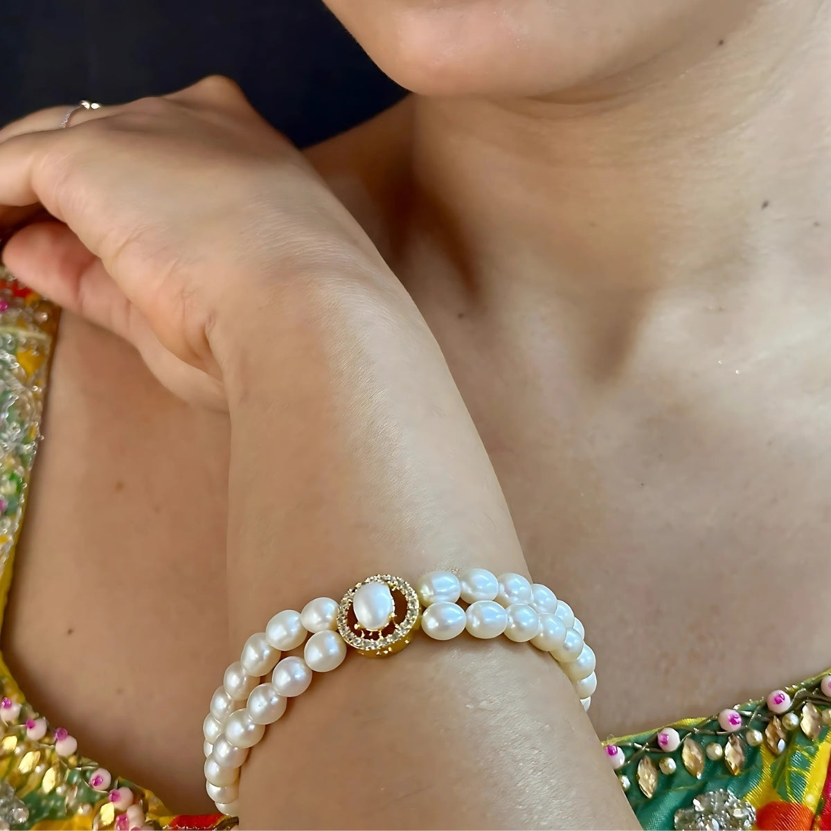 J Pearls Caralin Dual Line Pearl Bracelet