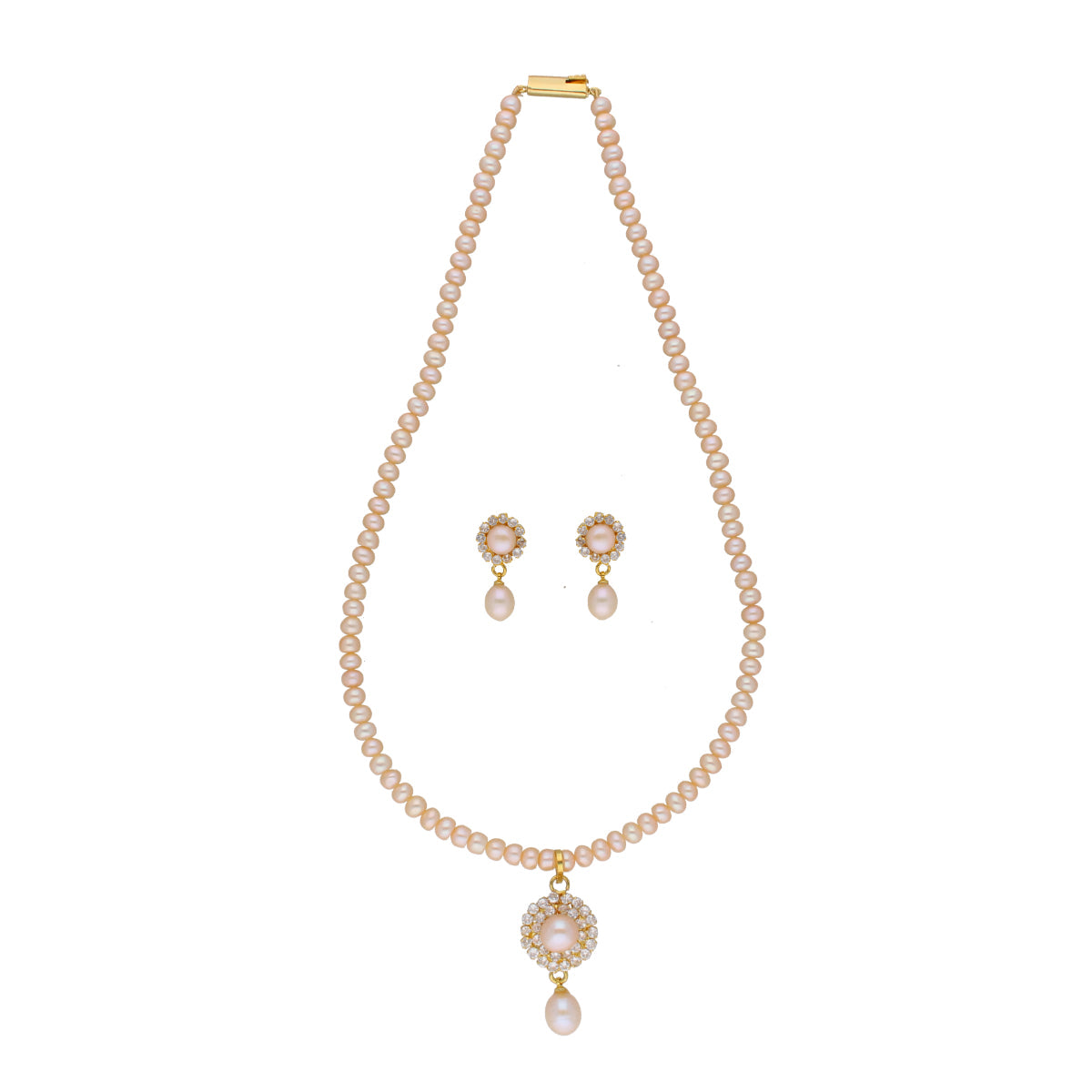 J Pearls Qushi 1 Line Button Pearl Set - Real Pearl Jewelry