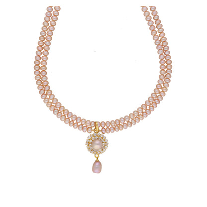 J Pearls Siddhi 2 Lines Button Pearl Set - Real Pearl Jewelry