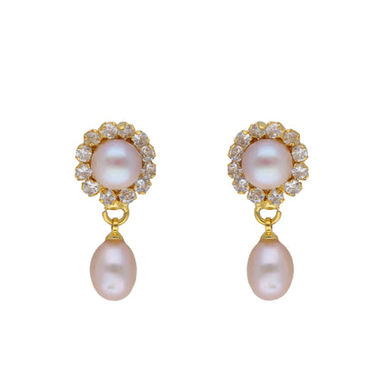 J Pearls Siddhi 2 Lines Button Pearl Set - Real Pearl Jewelry