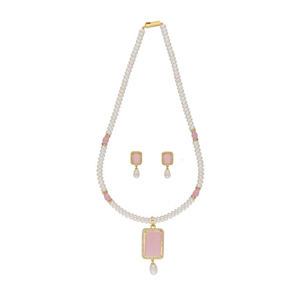 J Pearls Anahita 1 Line Square Pearl Set - Real Pearl Jewelry