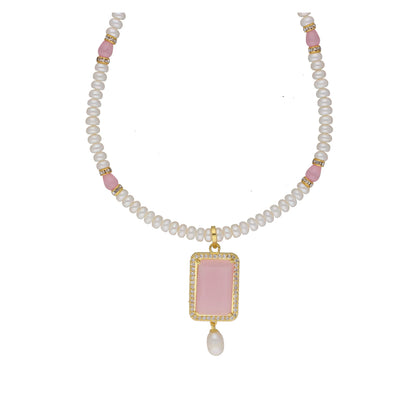 J Pearls Anahita 1 Line Square Pearl Set - Real Pearl Jewelry