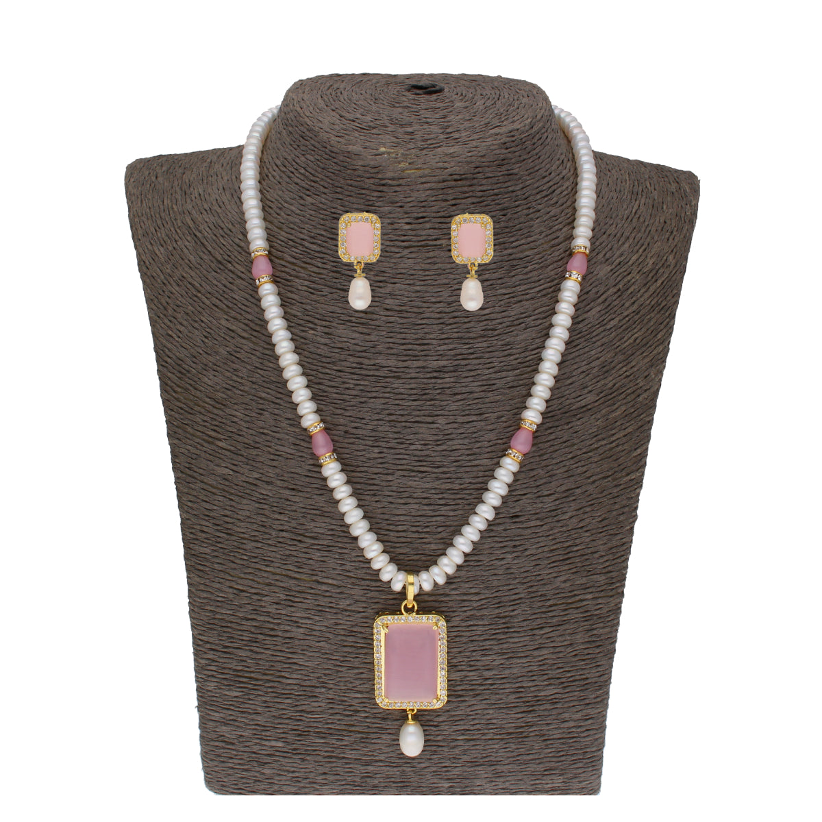 J Pearls Anahita 1 Line Square Pearl Set - Real Pearl Jewelry