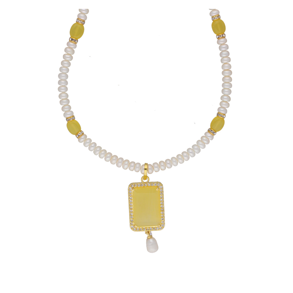 J Pearls Daksina 1 Line Square Pearl Set - Real Pearl Jewelry