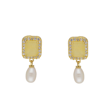 J Pearls Daksina 1 Line Square Pearl Set - Real Pearl Jewelry