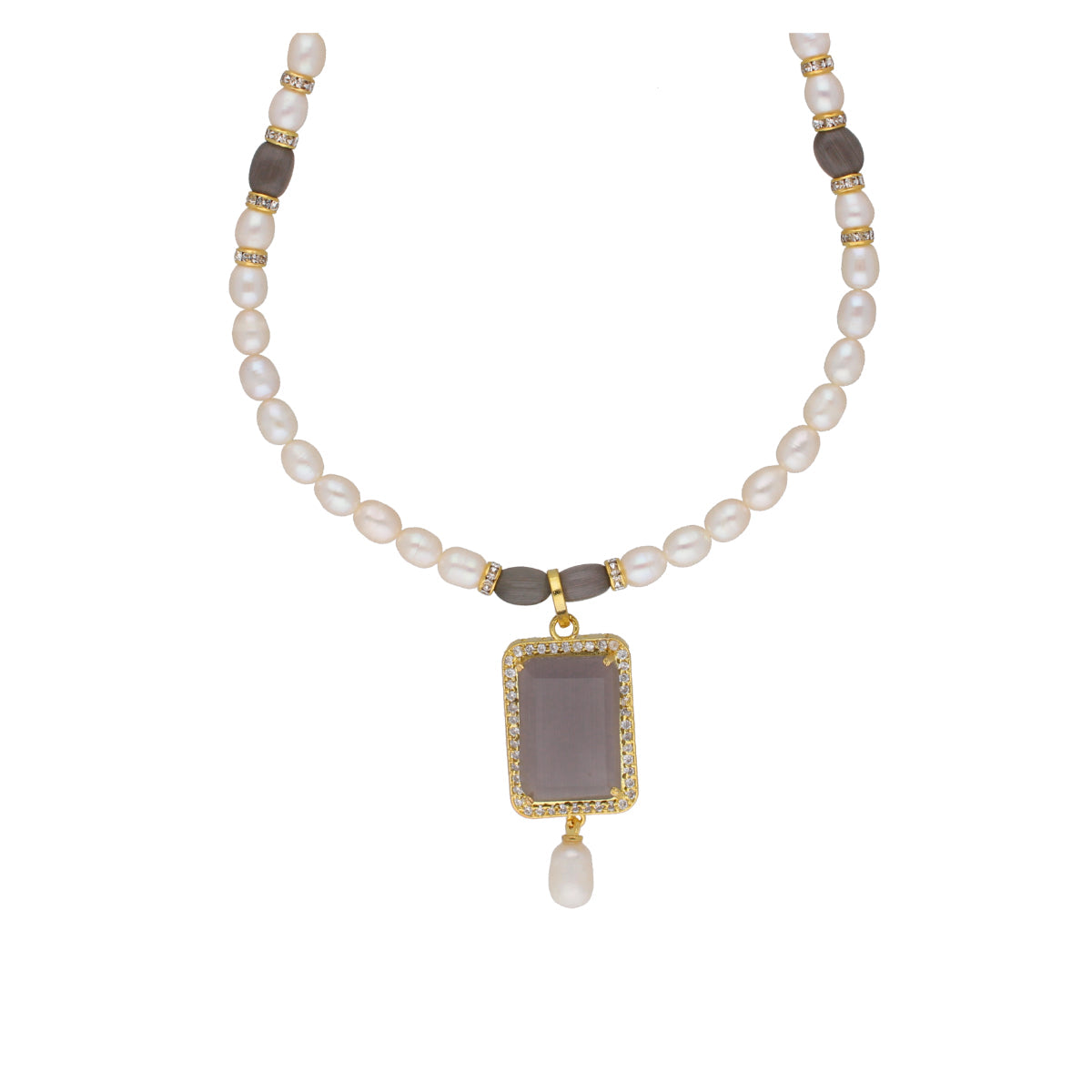 J Pearls Abarna 1 Line Square Pearl Set - Real Pearl Jewelry