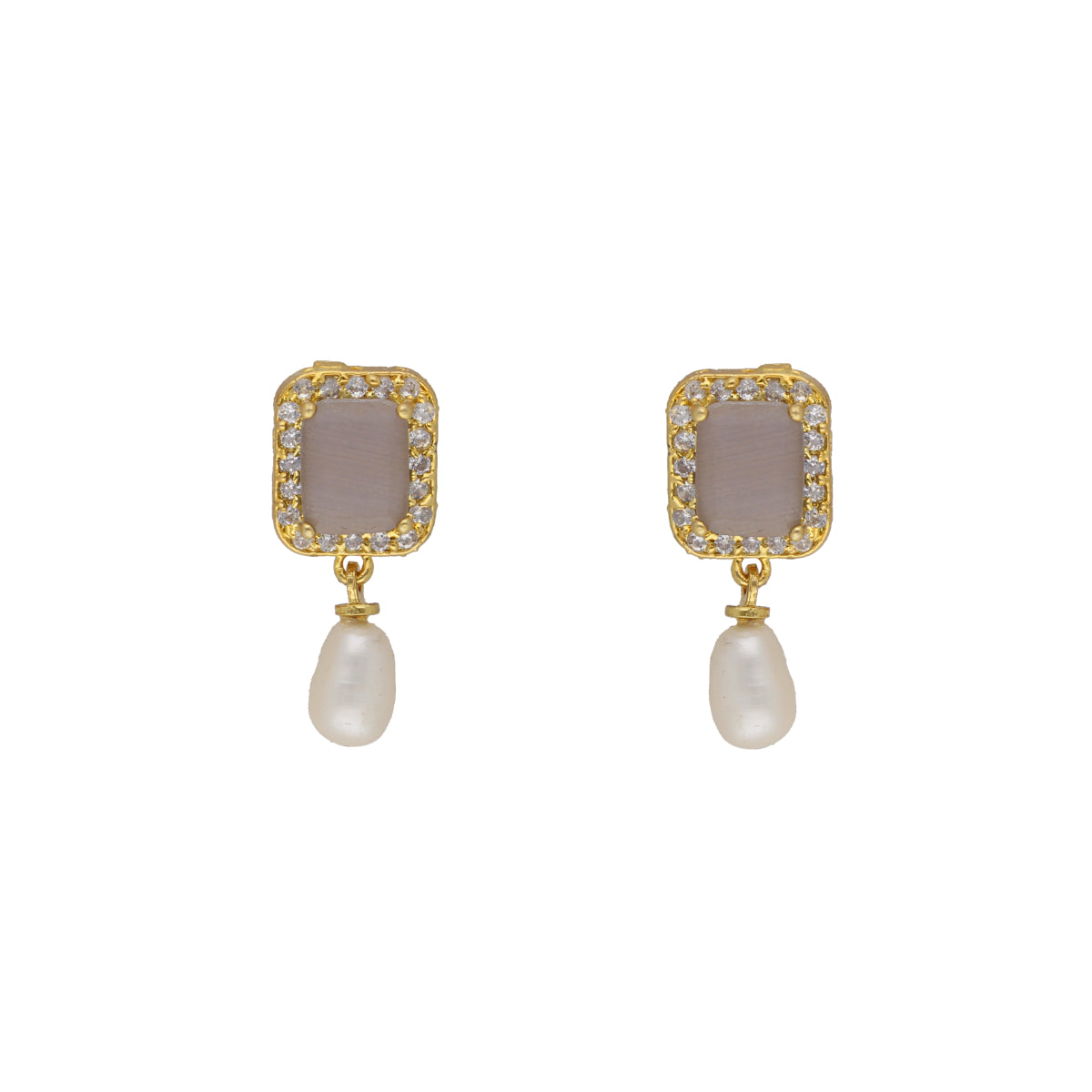 J Pearls Abarna 1 Line Square Pearl Set - Real Pearl Jewelry