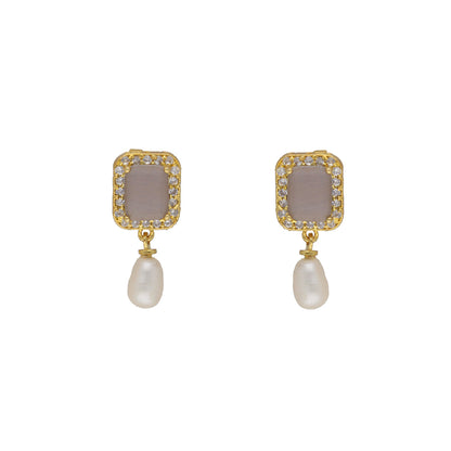 J Pearls Abarna 1 Line Square Pearl Set - Real Pearl Jewelry