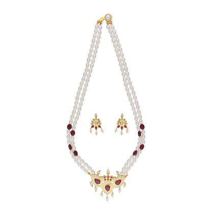 J Pearls Abharika 2 Lines Oval Pearl Necklaces - Real Pearl Jewelry