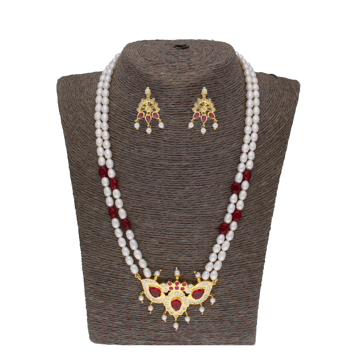 J Pearls Abharika 2 Lines Oval Pearl Necklaces - Real Pearl Jewelry