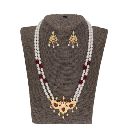 J Pearls Abharika 2 Lines Oval Pearl Necklaces - Real Pearl Jewelry