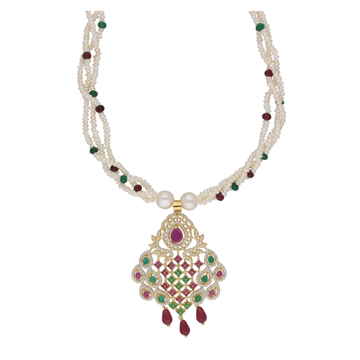 J Pearls Gamini 3 Lines Seed Pearl Necklaces - Real Pearl Jewelry