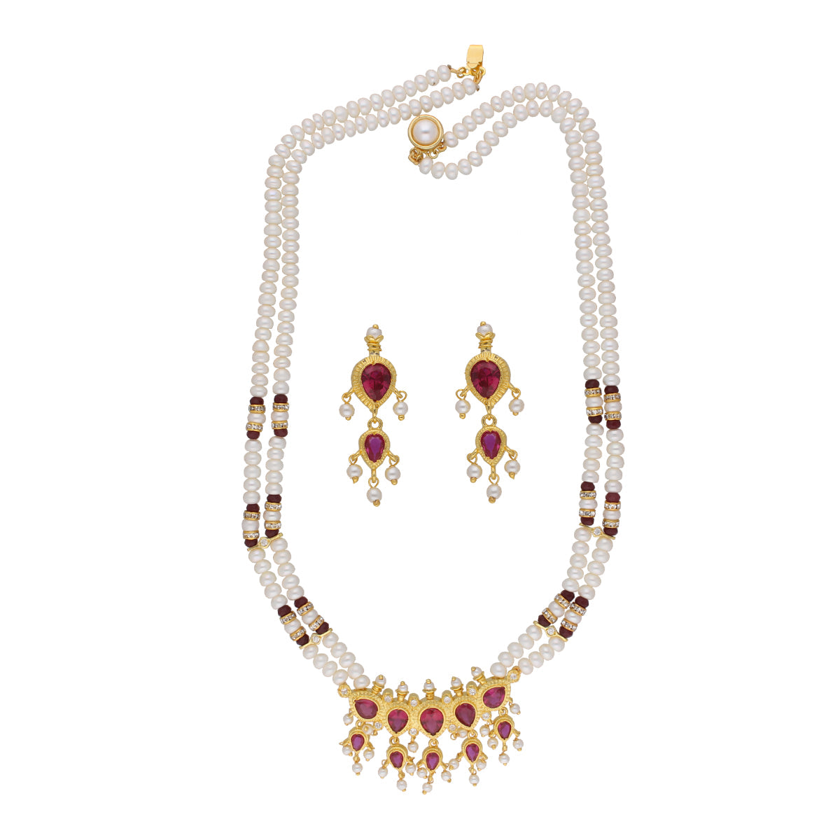 J Pearls Lajita 2 Lines Oval Pearl Necklaces - Real Pearl Jewelry