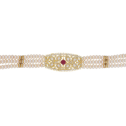 J Pearls Kyra 3 Lines Round Choker Set - Real Pearl Jewelry