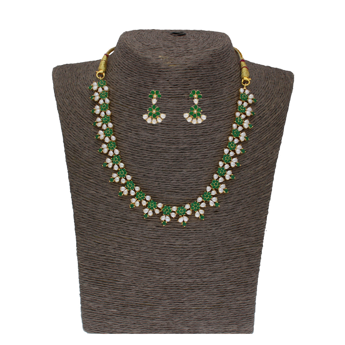 J Pearls Lopa 1 Line Oval Necklace Set - Real Pearl Jewelry