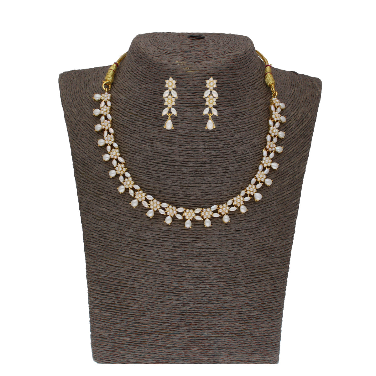 J Pearls Zara 1 Line Necklace Set - Real Pearl Jewelry