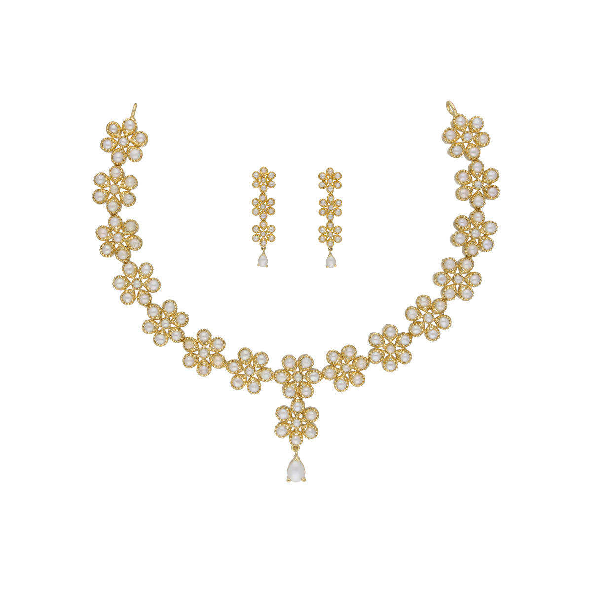 J Pearls Baasima 1 Line Necklace Set - Real Pearl Jewelry
