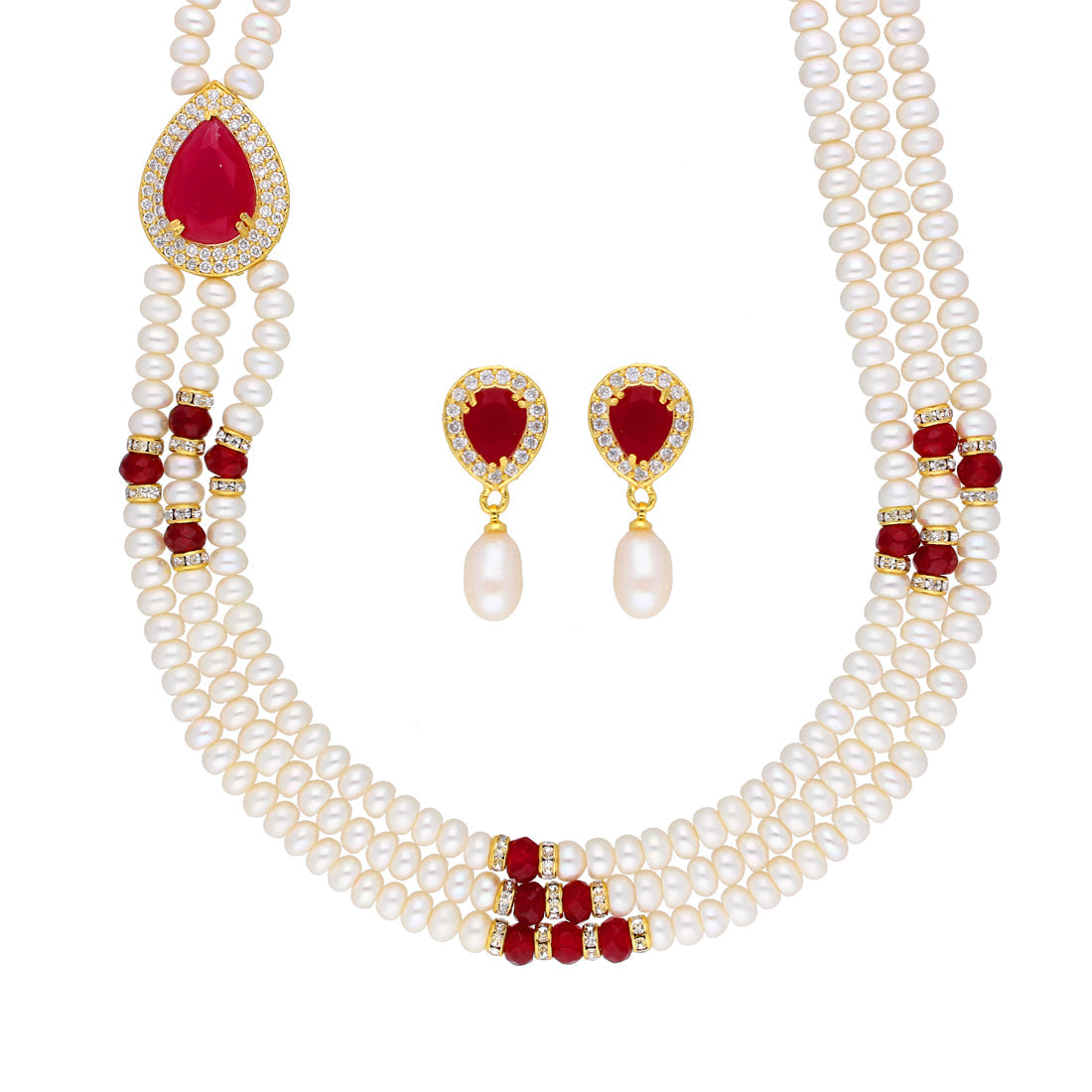 J Pearls Stunning 3 String Necklace Set - Real Pearl Jewelry