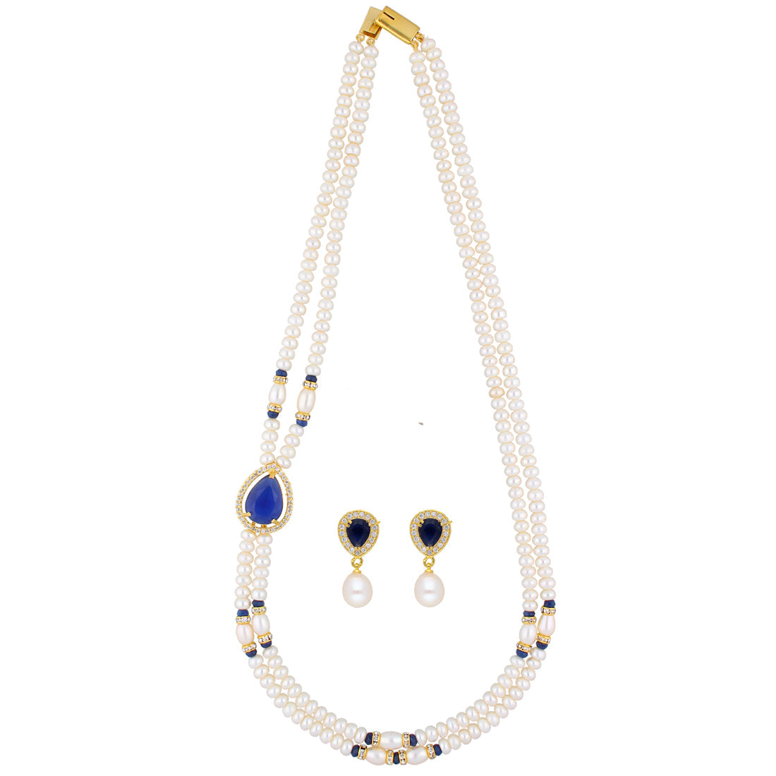 J Pearls Striking 2 String Necklace Set - Real Pearl Jewelry