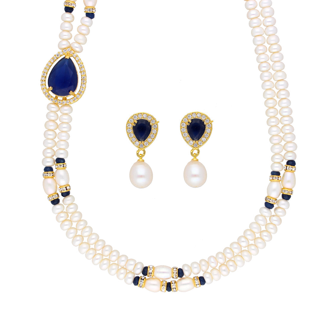 J Pearls Striking 2 String Necklace Set - Real Pearl Jewelry