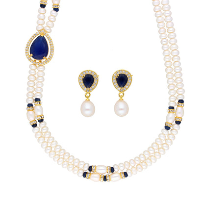 J Pearls Striking 2 String Necklace Set - Real Pearl Jewelry