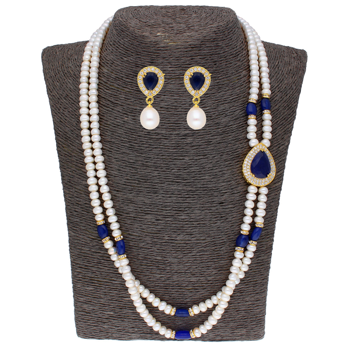 J Pearls Striking 2 String Necklace Set - Real Pearl Jewelry