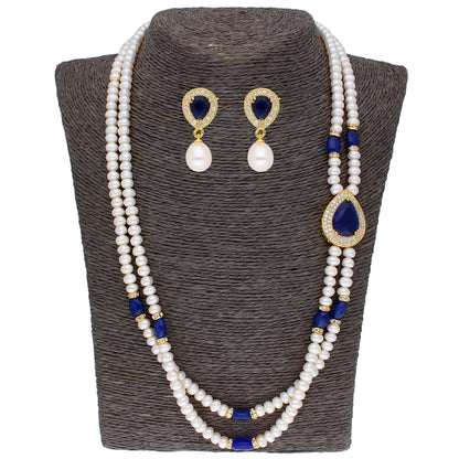 J Pearls Striking 2 String Necklace Set - Real Pearl Jewelry