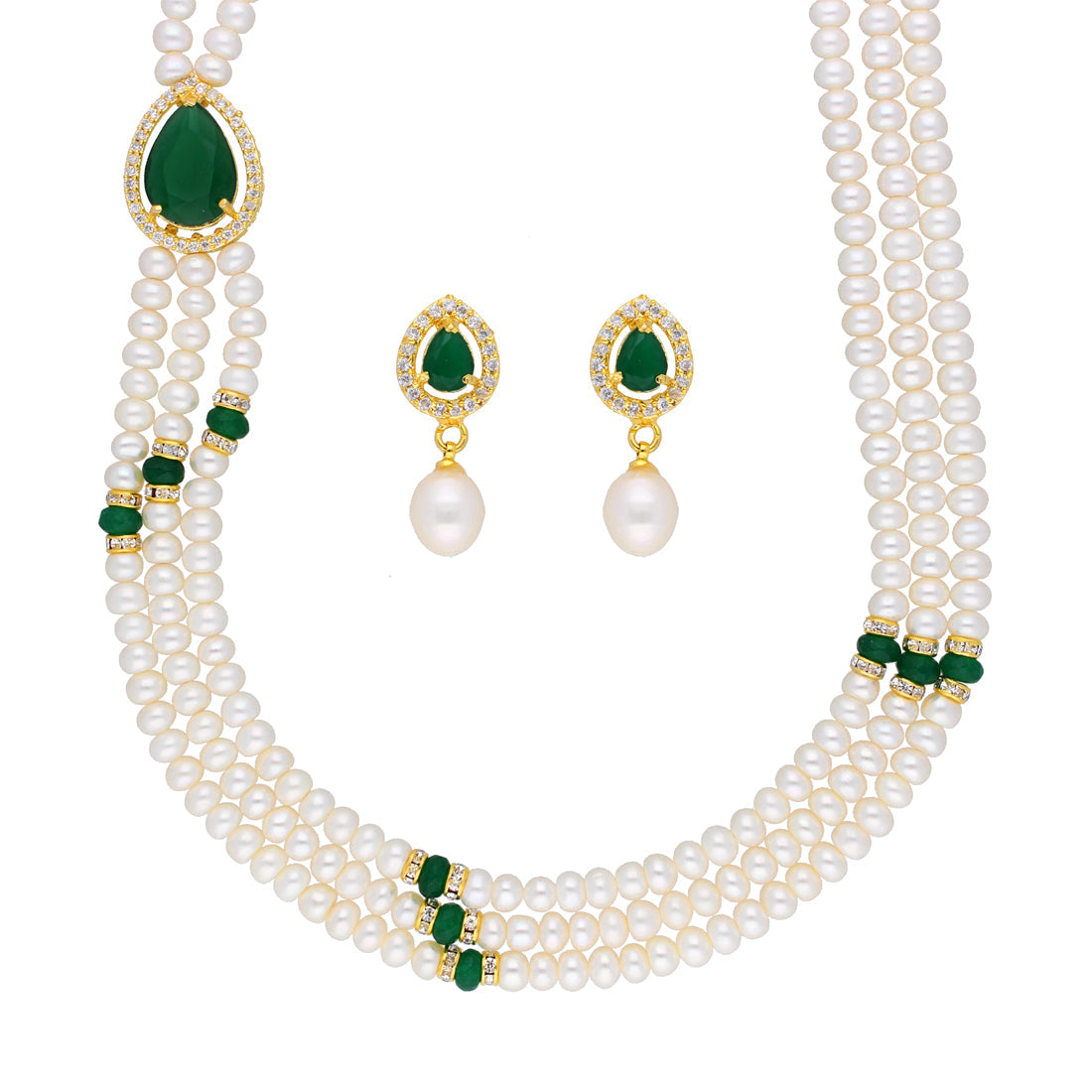 J Pearls Famous 3 String Necklace Set - Real Pearl Jewelry