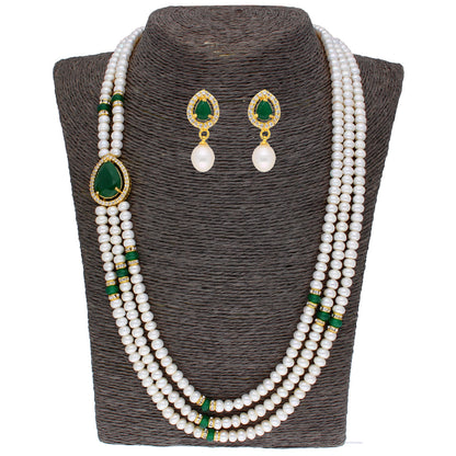 J Pearls Famous 3 String Necklace Set - Real Pearl Jewelry