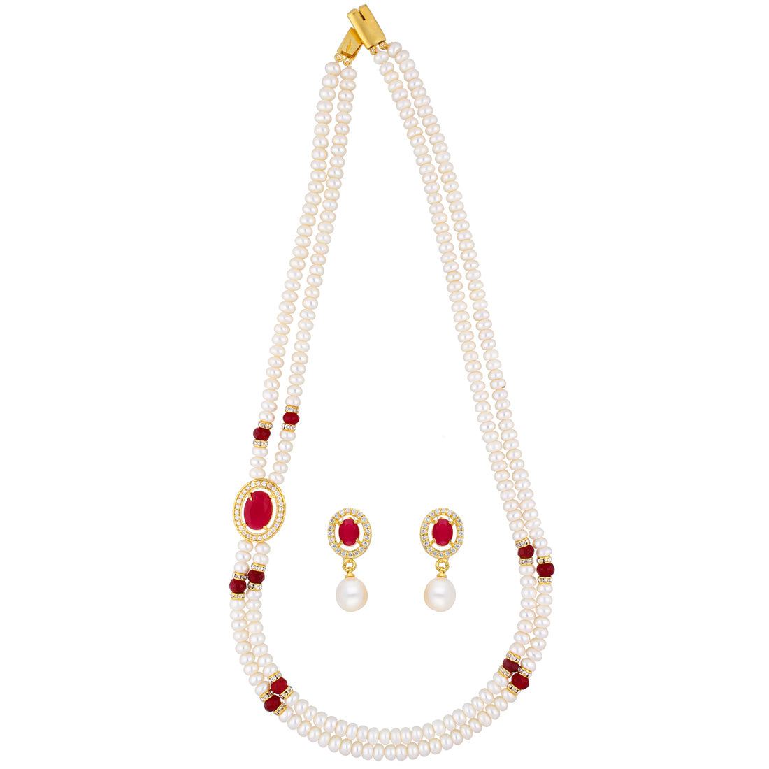 J Pearls Prominent 2 String Necklace Set - Real Pearl Jewelry