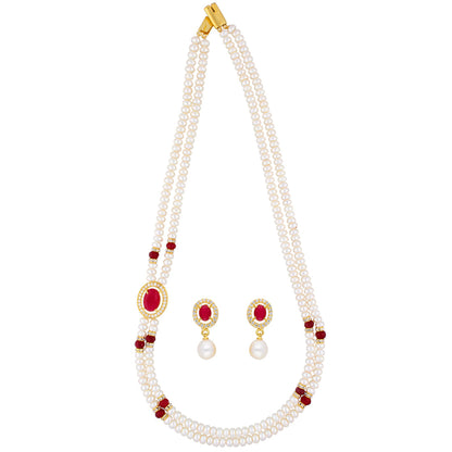 J Pearls Prominent 2 String Necklace Set - Real Pearl Jewelry