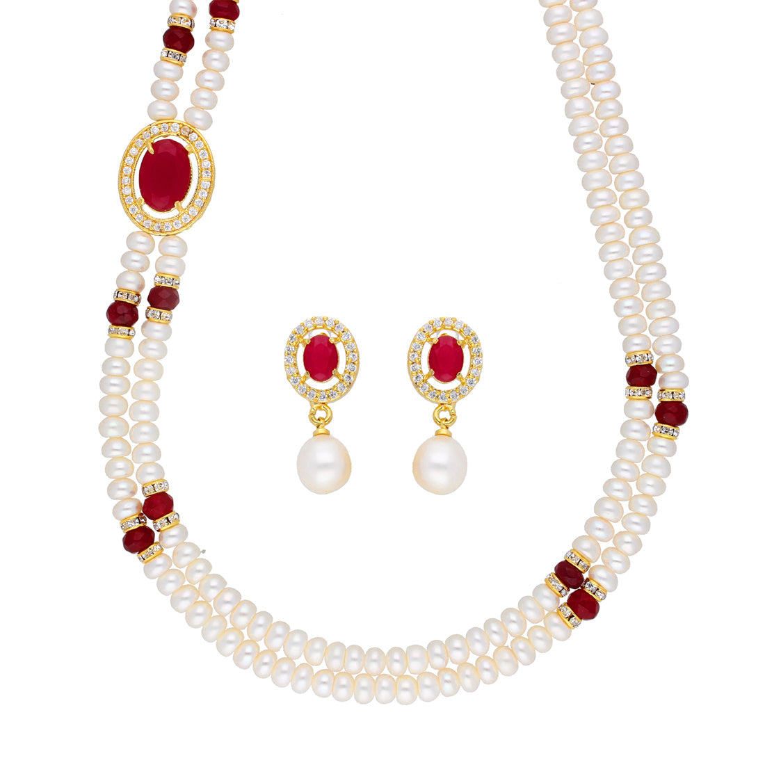 J Pearls Prominent 2 String Necklace Set - Real Pearl Jewelry