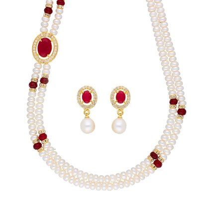 J Pearls Prominent 2 String Necklace Set - Real Pearl Jewelry