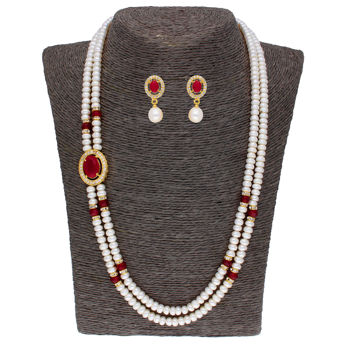 J Pearls Prominent 2 String Necklace Set - Real Pearl Jewelry