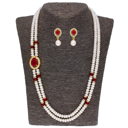 J Pearls Prominent 2 String Necklace Set - Real Pearl Jewelry