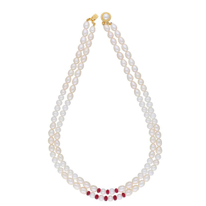J Pearls 2 Line 5-6Mm Oval Pearl Set - Real Pearl Jewelry