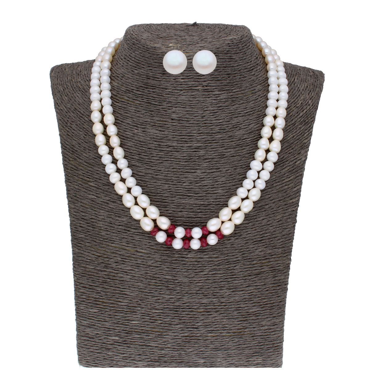 J Pearls 2 Line 5-6Mm Oval Pearl Set - Real Pearl Jewelry