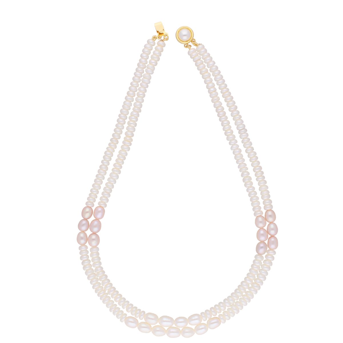 J Pearls 2 Line 5-6Mm Button Pearl Set - Real Pearl Jewelry